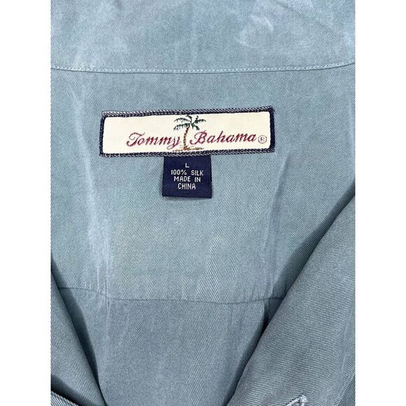 TOMMY BAHAMA Mens Embroidered 100% Silk Hawaiian HARLEY DAVIDSON Shirt Size: L - Picture 8 of 8